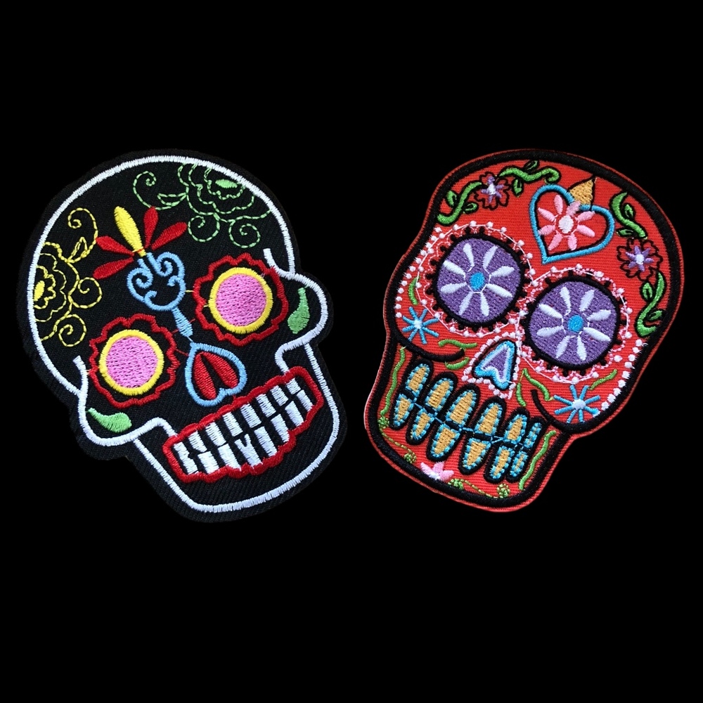 2 SUGAR SKULL Iron-on Patches